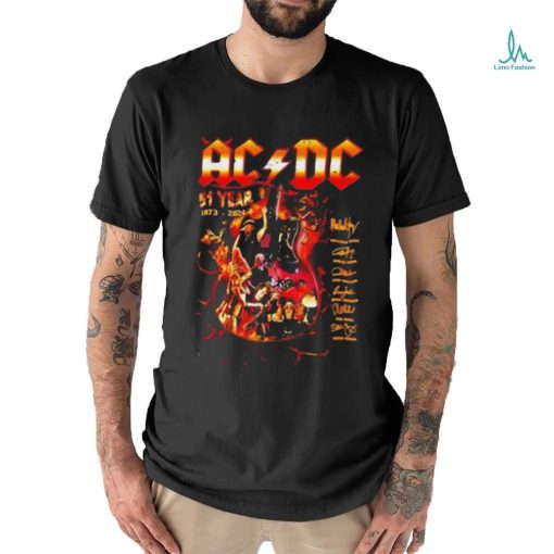 ACDC 51 Year 1973 2024 Guitar Fire Signatures Shirt