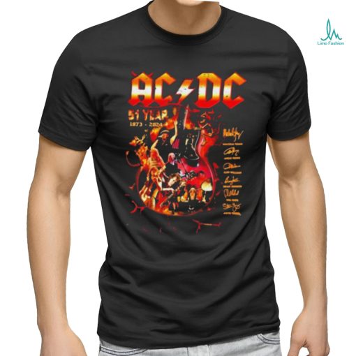 ACDC 51 Year 1973 2024 Guitar Fire Signatures Shirt