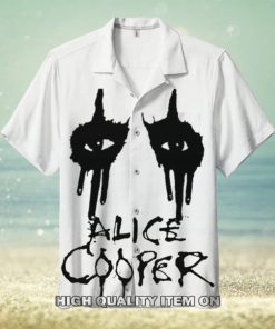 Alice Cooper White Black Hawaiian Shirt