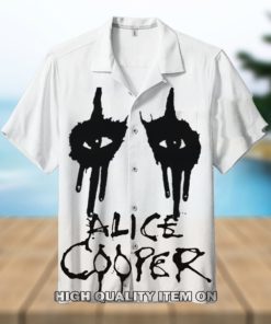 Alice Cooper White Black Hawaiian Shirt