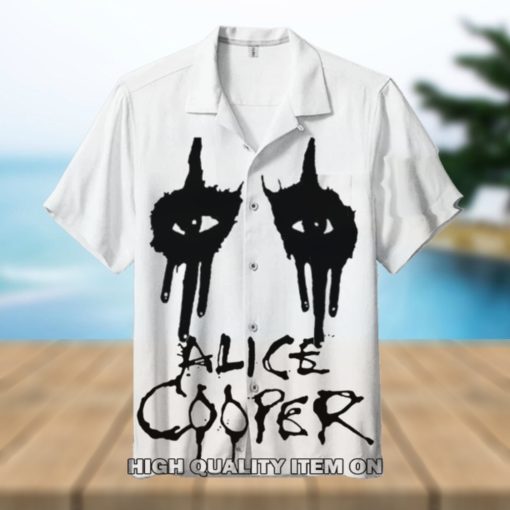 Alice Cooper White Black Hawaiian Shirt