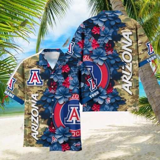 Arizona Wildcats Custom Name Personalized Camo Flower Pattern Hawaiian Shirt