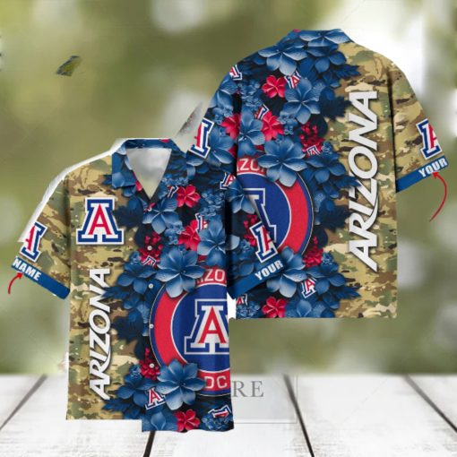 Arizona Wildcats Custom Name Personalized Camo Flower Pattern Hawaiian Shirt