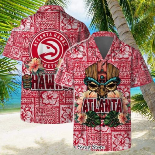 Atlanta Hawks NBA Aloha Tiki Pattern Hawaiian Set