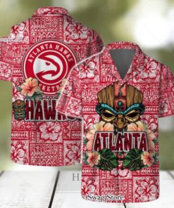 Atlanta Hawks NBA Aloha Tiki Pattern Hawaiian Set