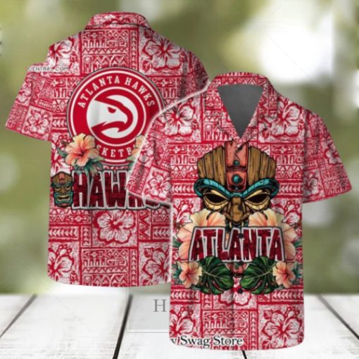 Atlanta Hawks NBA Aloha Tiki Pattern Hawaiian Set