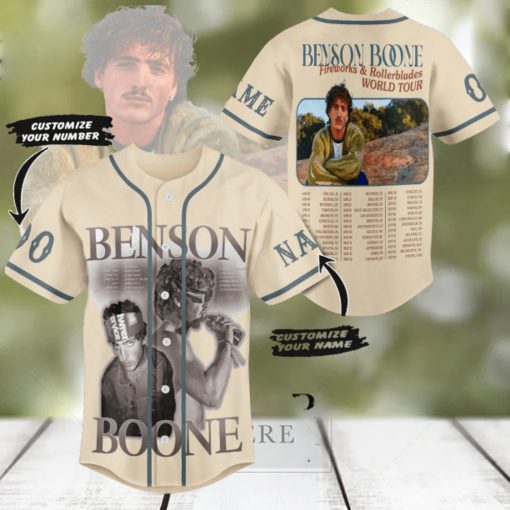 Benson Boone Fireworks & Rollerblades World Tour Personalized Baseball Jersey