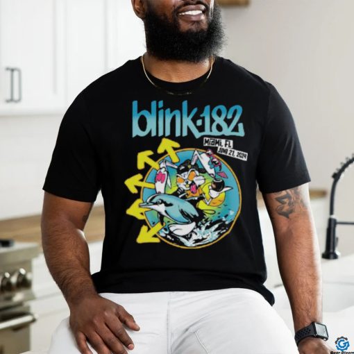 Blink 182 Miami Florida Merch Rabbit Ride The Dolphin Art At Kaseya Center On June 21 2024 Classic T Shirt