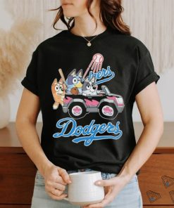 Bluey Characters Driving Car Los Angeles Dodgers shirt