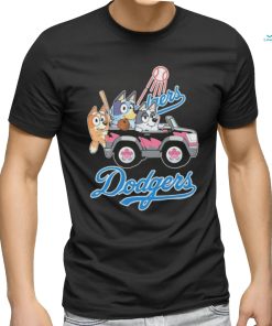 Bluey Characters Driving Car Los Angeles Dodgers shirt