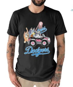 Bluey Characters Driving Car Los Angeles Dodgers shirt