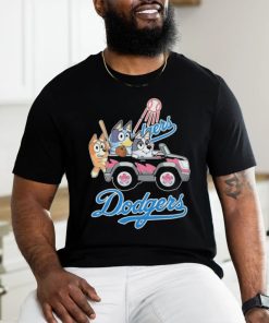 Bluey Characters Driving Car Los Angeles Dodgers shirt
