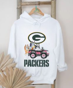 Bluey fun in the car with Green Bay Packers football shirt