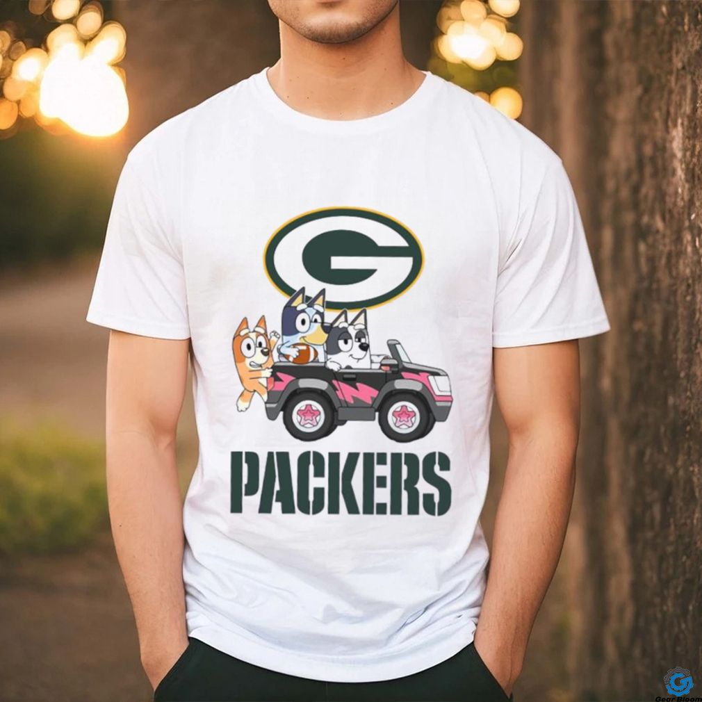 Bluey fun in the car with Green Bay Packers football shirt Bluey fun in the car with Green Bay Packers football shirt