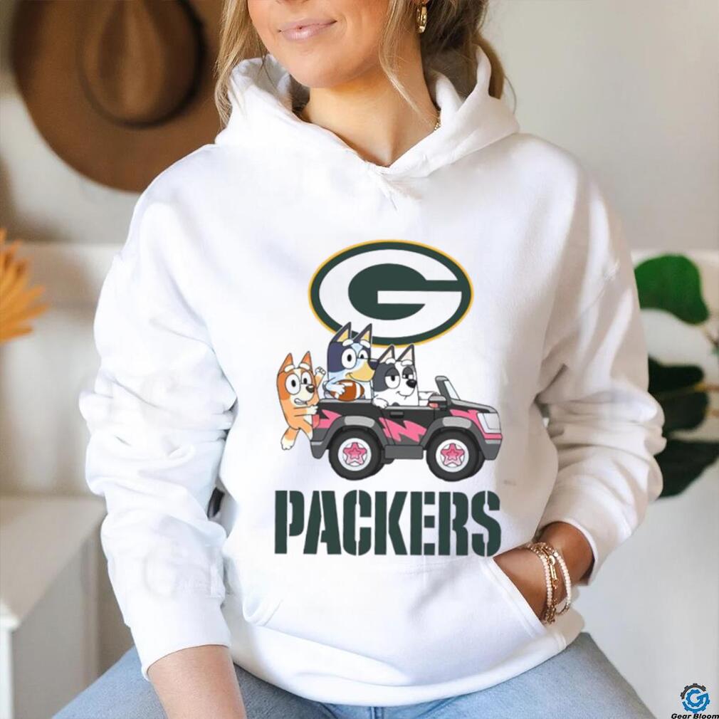 Bluey fun in the car with Green Bay Packers football shirt Bluey fun in the car with Green Bay Packers football shirt