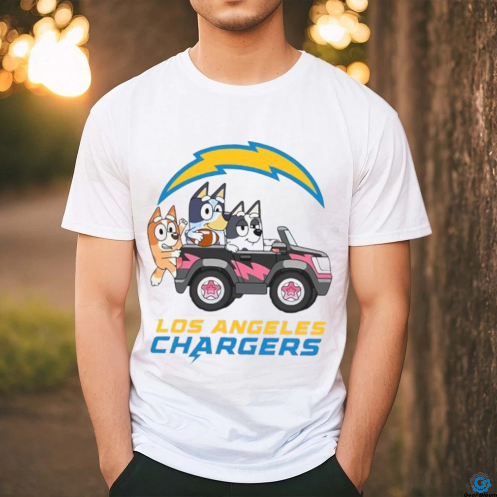 Bluey fun in the car with Los Angeles Chargers football shirt Bluey fun in the car with Los Angeles Chargers football shirt