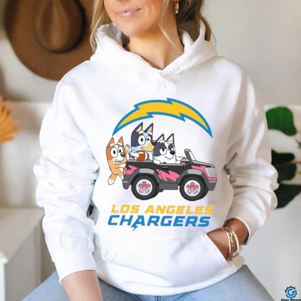 Bluey fun in the car with Los Angeles Chargers football shirt Bluey fun in the car with Los Angeles Chargers football shirt