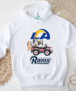 Bluey fun in the car with Los Angeles Rams football shirt