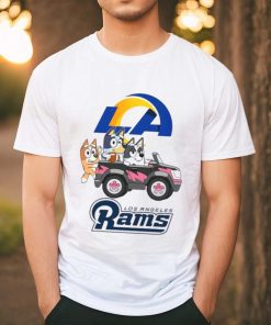 Bluey fun in the car with Los Angeles Rams football shirt