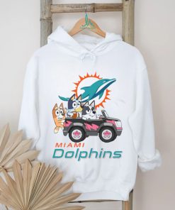 Bluey fun in the car with Miami Dolphins football shirt