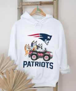 Bluey fun in the car with New England Patriots football shirt