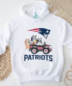 Bluey fun in the car with New England Patriots football shirt