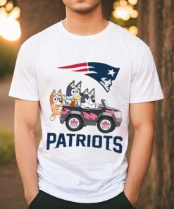 Bluey fun in the car with New England Patriots football shirt