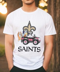 Bluey fun in the car with New Orleans Saints football shirt, hoodie, sweater, long sleeve and tank top Bluey fun in the car with New Orleans Saints football shirt
