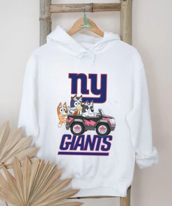 Bluey fun in the car with New York Giants football shirt