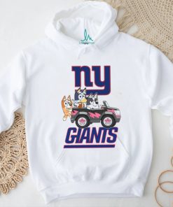 Bluey fun in the car with New York Giants football shirt