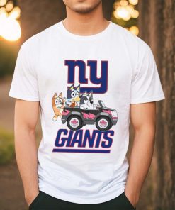 Bluey fun in the car with New York Giants football shirt