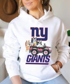 Bluey fun in the car with New York Giants football shirt