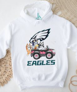 Bluey fun in the car with Philadelphia Eagles football shirt