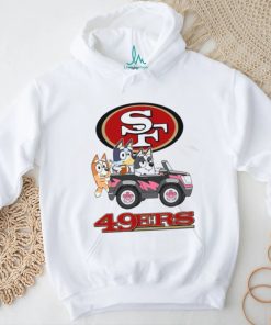 Bluey fun in the car with San Francisco 49ers football shirt