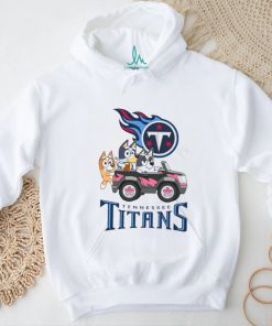 Bluey fun in the car with Tennessee Titans football shirt