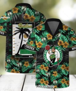 Boston Celtics NBA Team Logo Floral Leaf Pattern Hawaiian Set