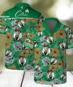 Boston Celtics NBA Team Logo Hawaiian Set Vintage Pattern