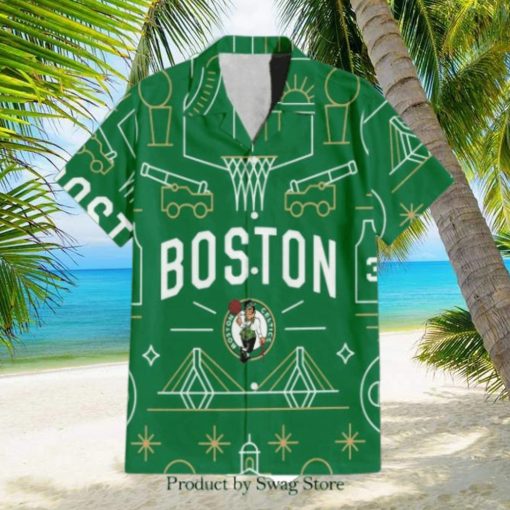 Boston Celtics NBA Team Logo Illustration Design Hawaiian Set