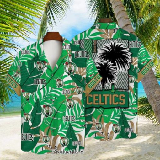 Boston Celtics Team Logo Coconut Tree Pattern Hawaiian Set