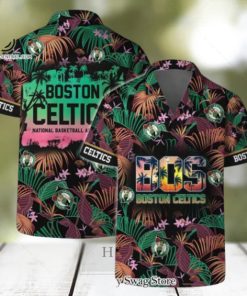 Boston Celtics Team Logo Pattern Aloha Colorful Hawaiian Set