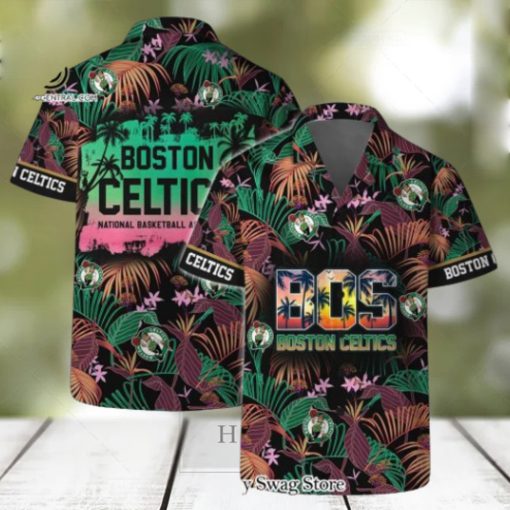 Boston Celtics Team Logo Pattern Aloha Colorful Hawaiian Set