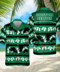 Boston Celtics White Hibiscus Flower On Green Background Print Hawaiian Set