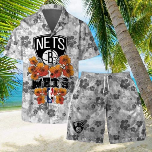 Brooklyn Nets NBA Aloha Summer Logo Team And Pattern Hawaiian Set