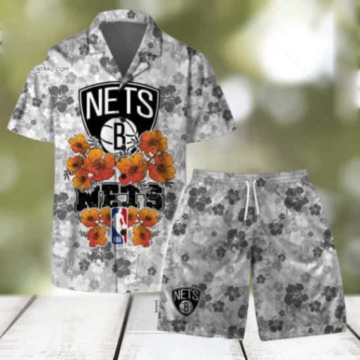 Brooklyn Nets NBA Aloha Summer Logo Team And Pattern Hawaiian Set