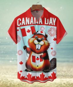 Canada Day Beaver Short Sleeve Hawaiian Shirt