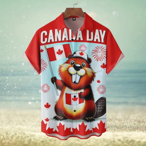 Canada Day Beaver Short Sleeve Hawaiian Shirt