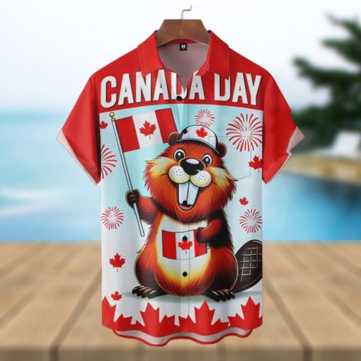 Canada Day Beaver Short Sleeve Hawaiian Shirt