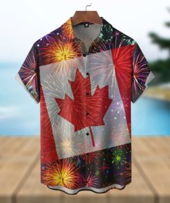 Canada Day Fireworks Short Sleeve Hawaiian Shirt