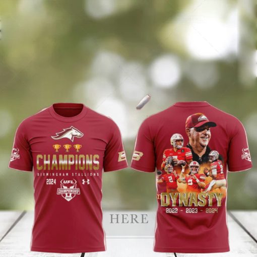 Champions Birmingham Stallions 2024 UFL Championship Dynasty 3D T Shirt