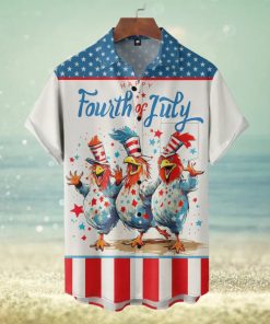 Chickens Happy Fourth Of July Short Sleeve Hawaiian Shirt